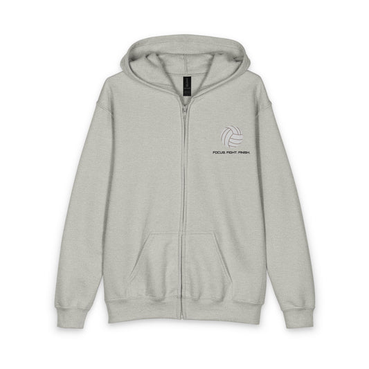 Youth Volleyball Zipped Hoodie - Focus. Fight. Finish - Personalize It!