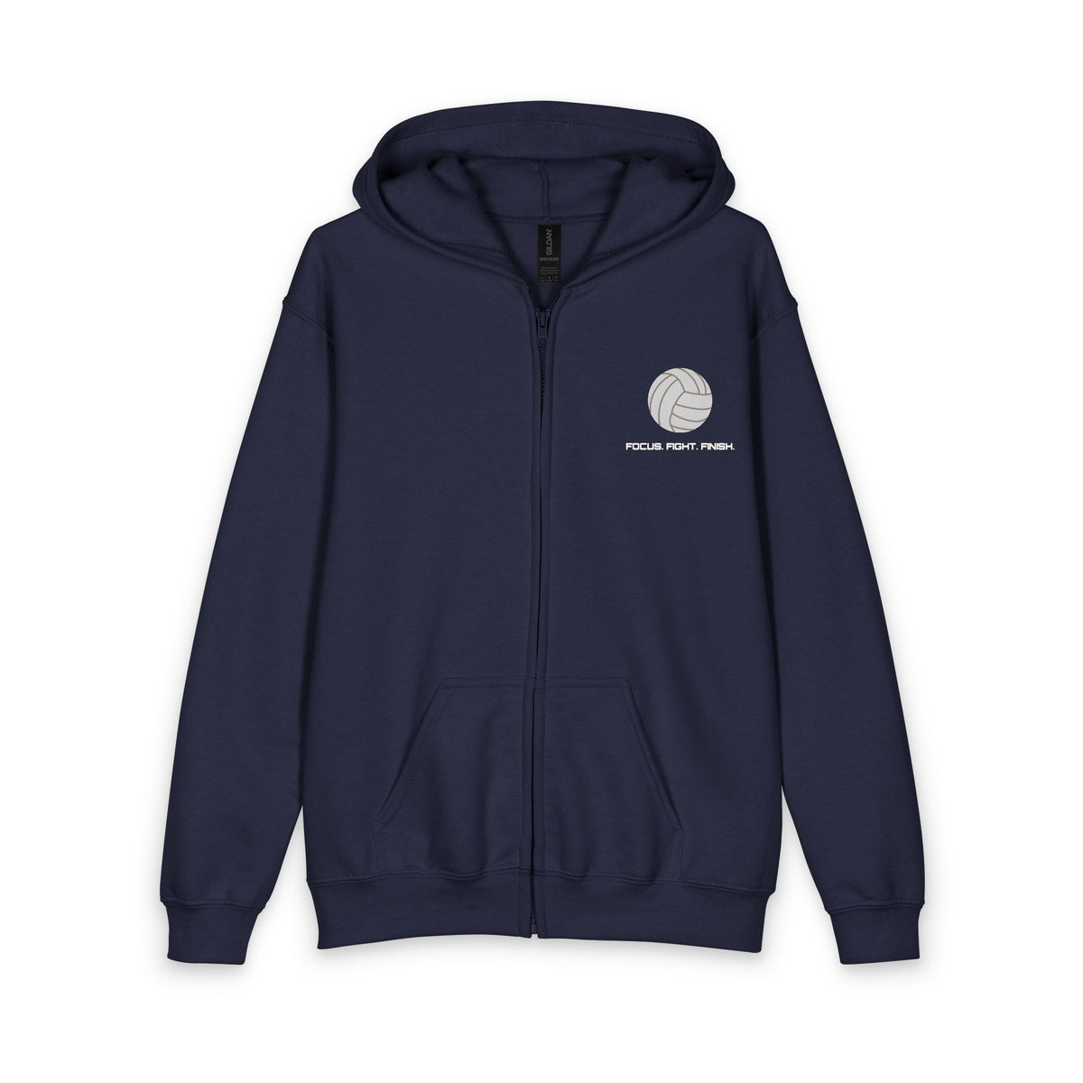 Youth Volleyball Zipped Hoodie - Focus. Fight. Finish - Personalize It!