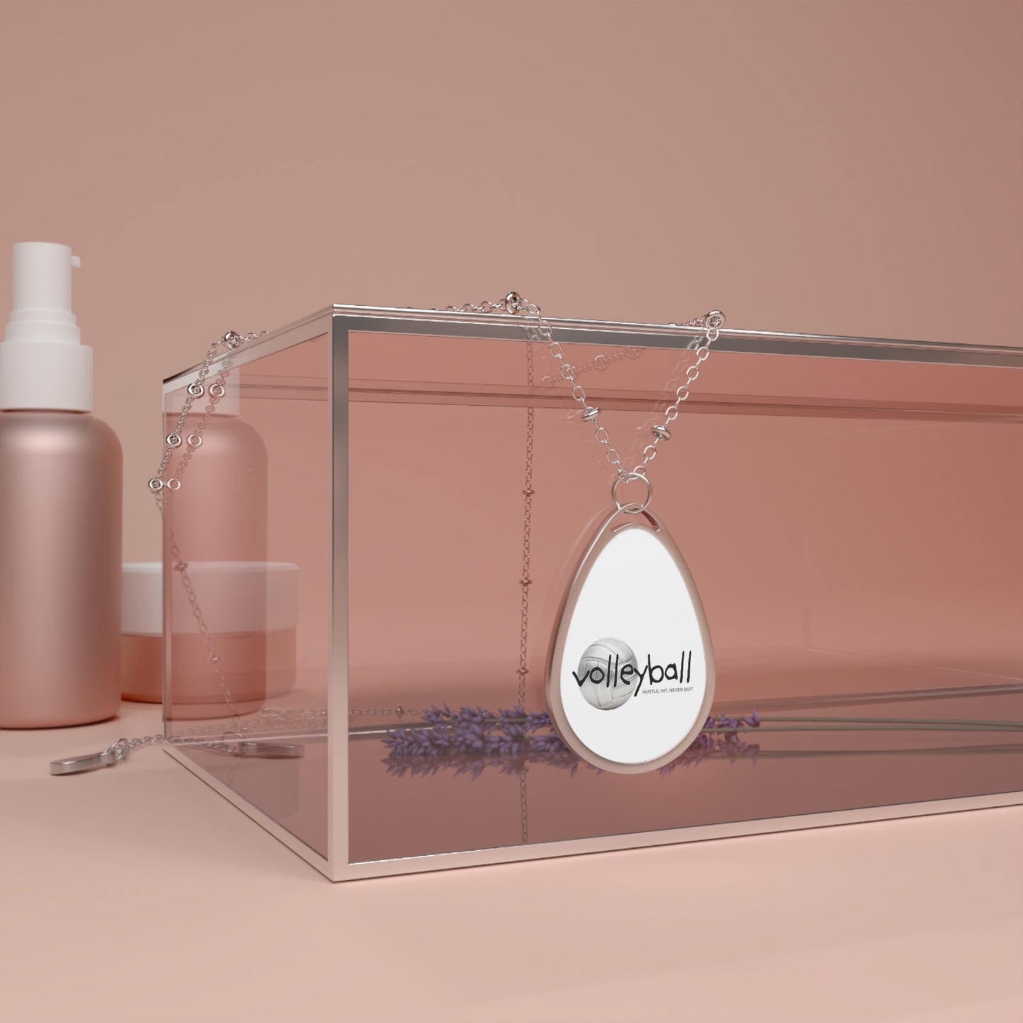 Volleyball Oval Pendant Necklace