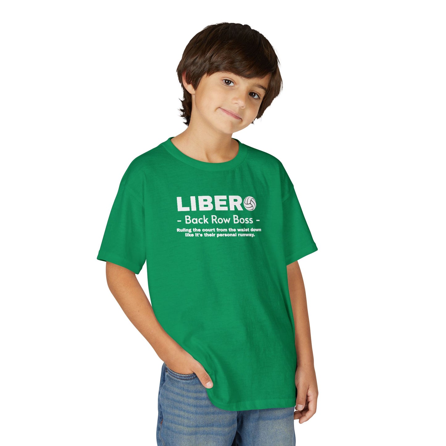 Youth Libero Volleyball T-Shirt — "Back Row Boss" Athletic Tee