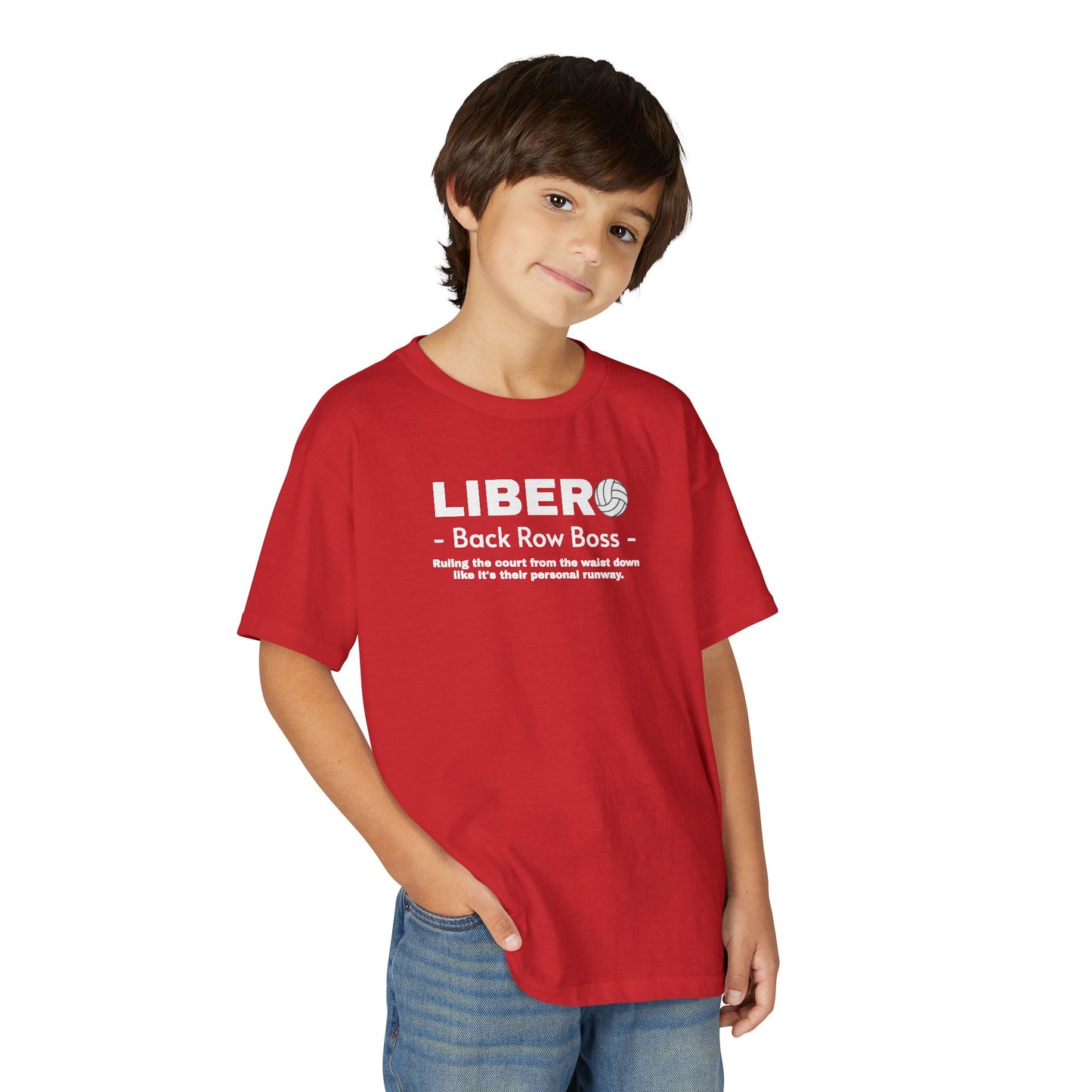 Youth Libero Volleyball T-Shirt — "Back Row Boss" Athletic Tee