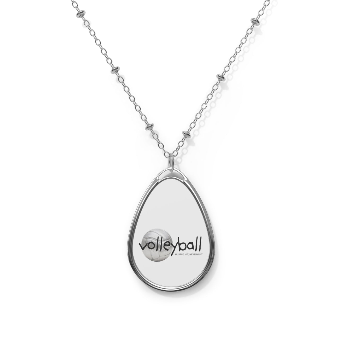 Volleyball Oval Pendant Necklace