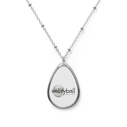 Volleyball Oval Pendant Necklace