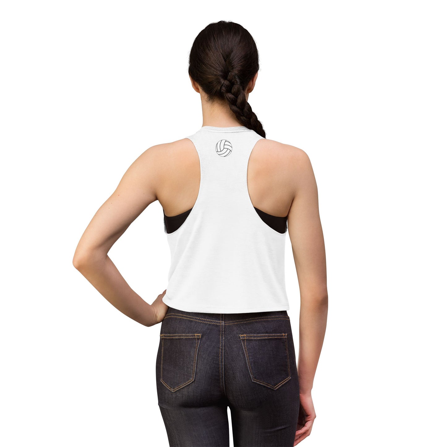 Women's Volleyball Crop Tank - Solid White Blend