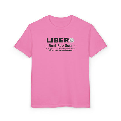 Youth Libero Volleyball T-Shirt — "Back Row Boss" Athletic Tee