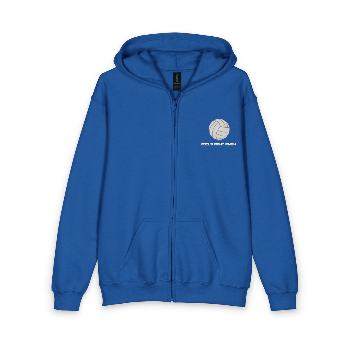 Youth Volleyball Zipped Hoodie - Focus. Fight. Finish - Personalize It!