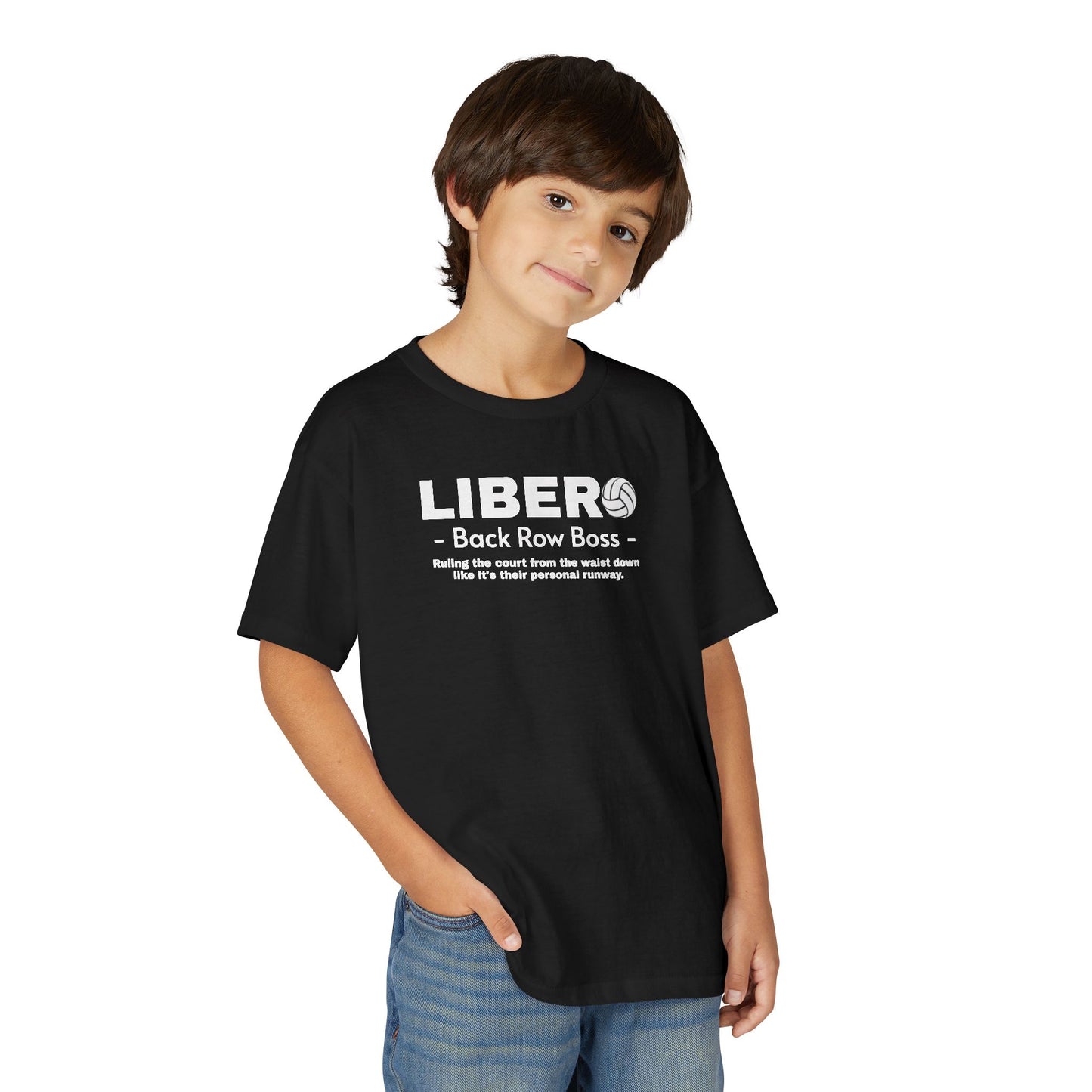 Youth Libero Volleyball T-Shirt — "Back Row Boss" Athletic Tee