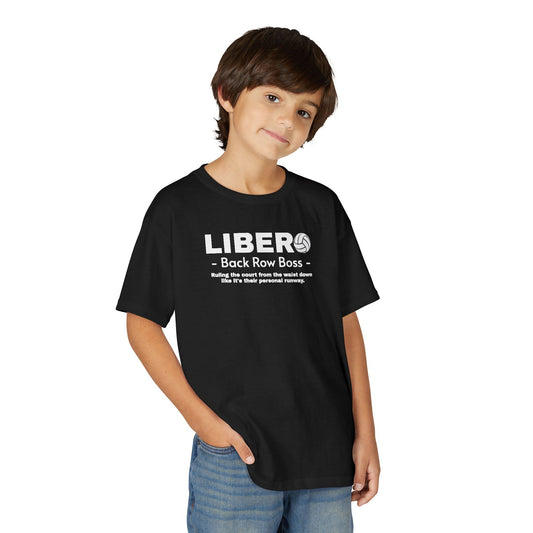 Youth Libero Volleyball T-Shirt — "Back Row Boss" Athletic Tee