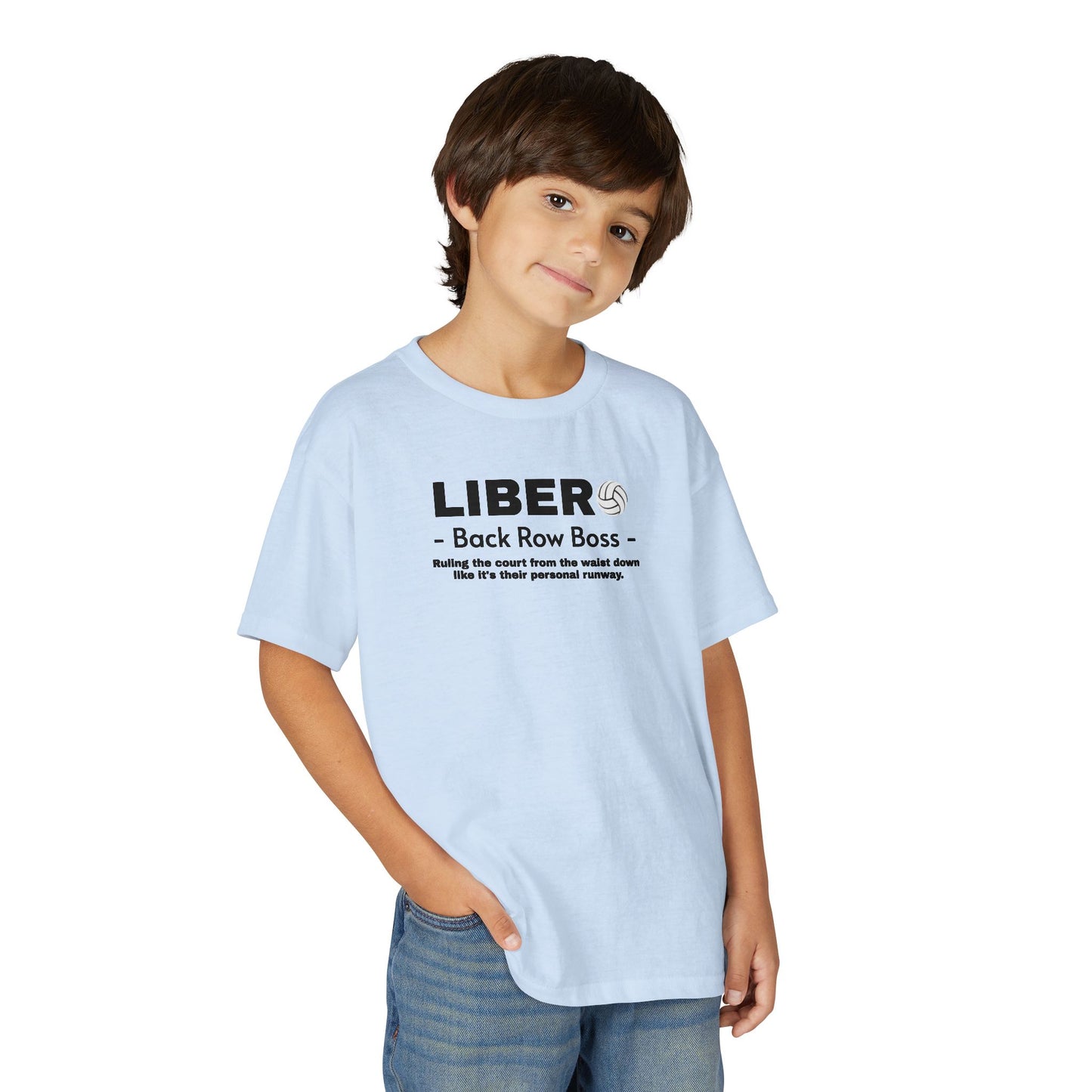 Youth Libero Volleyball T-Shirt — "Back Row Boss" Athletic Tee