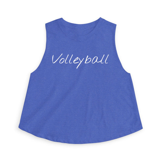 Women's Volleyball Crop Tank - Heather True Royal