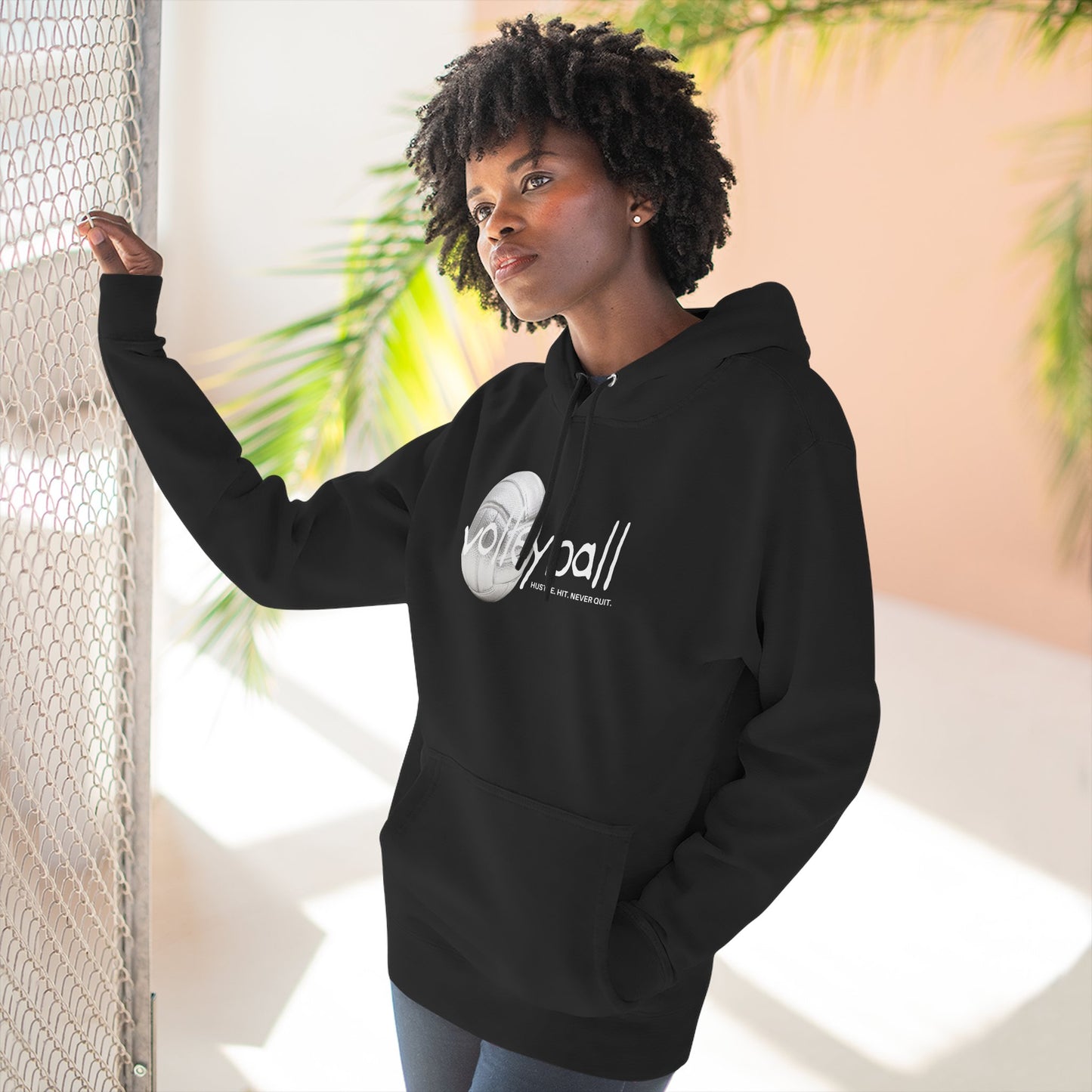 Hustle. Hit. Never Quit. Volleyball Hoodie