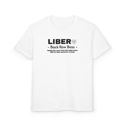 Youth Libero Volleyball T-Shirt — "Back Row Boss" Athletic Tee