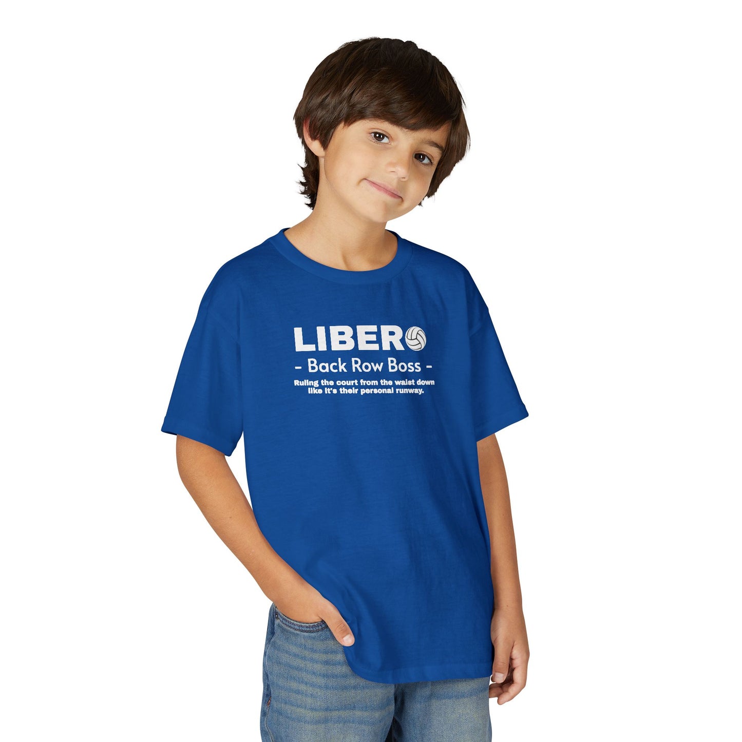Youth Libero Volleyball T-Shirt — "Back Row Boss" Athletic Tee