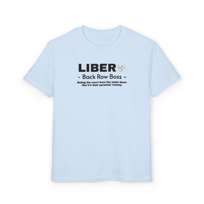 Youth Libero Volleyball T-Shirt — "Back Row Boss" Athletic Tee