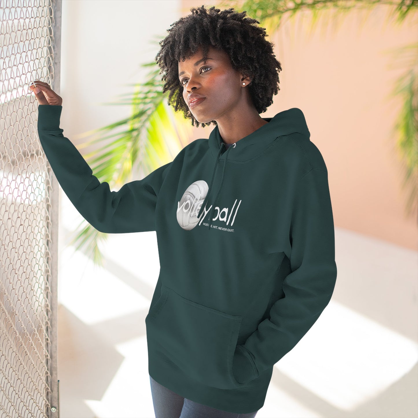 Hustle. Hit. Never Quit. Volleyball Hoodie