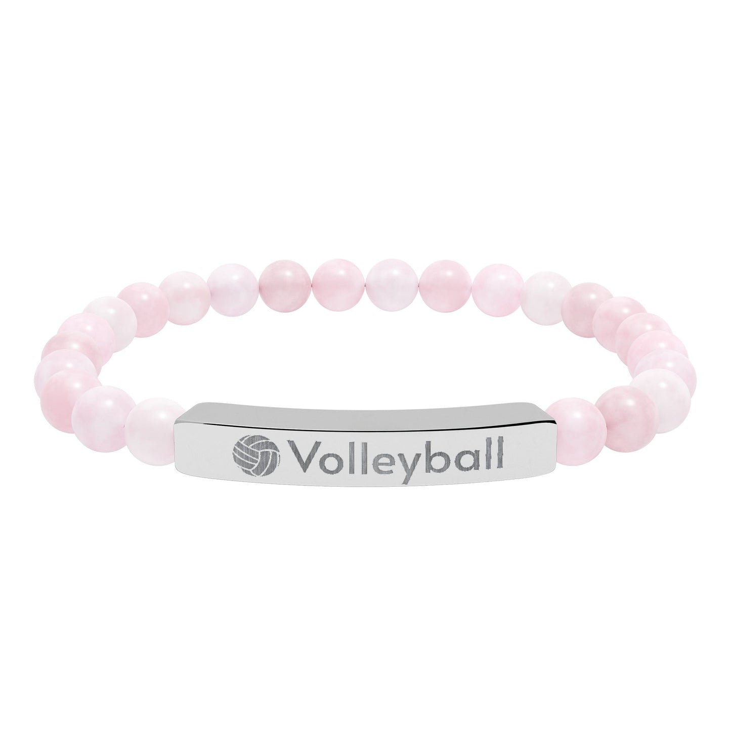 Engraved Natural Stone Stretch Volleyball Bracelet