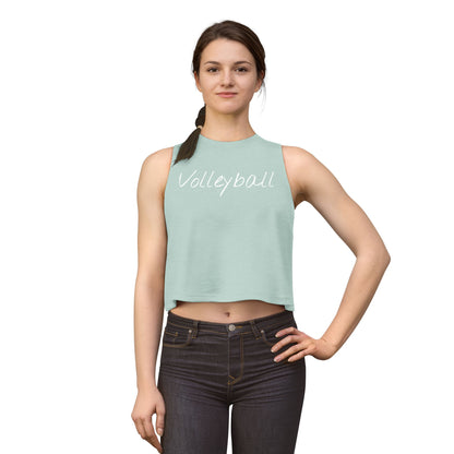 Women's Volleyball Crop Tank - Heather Dusty Blue