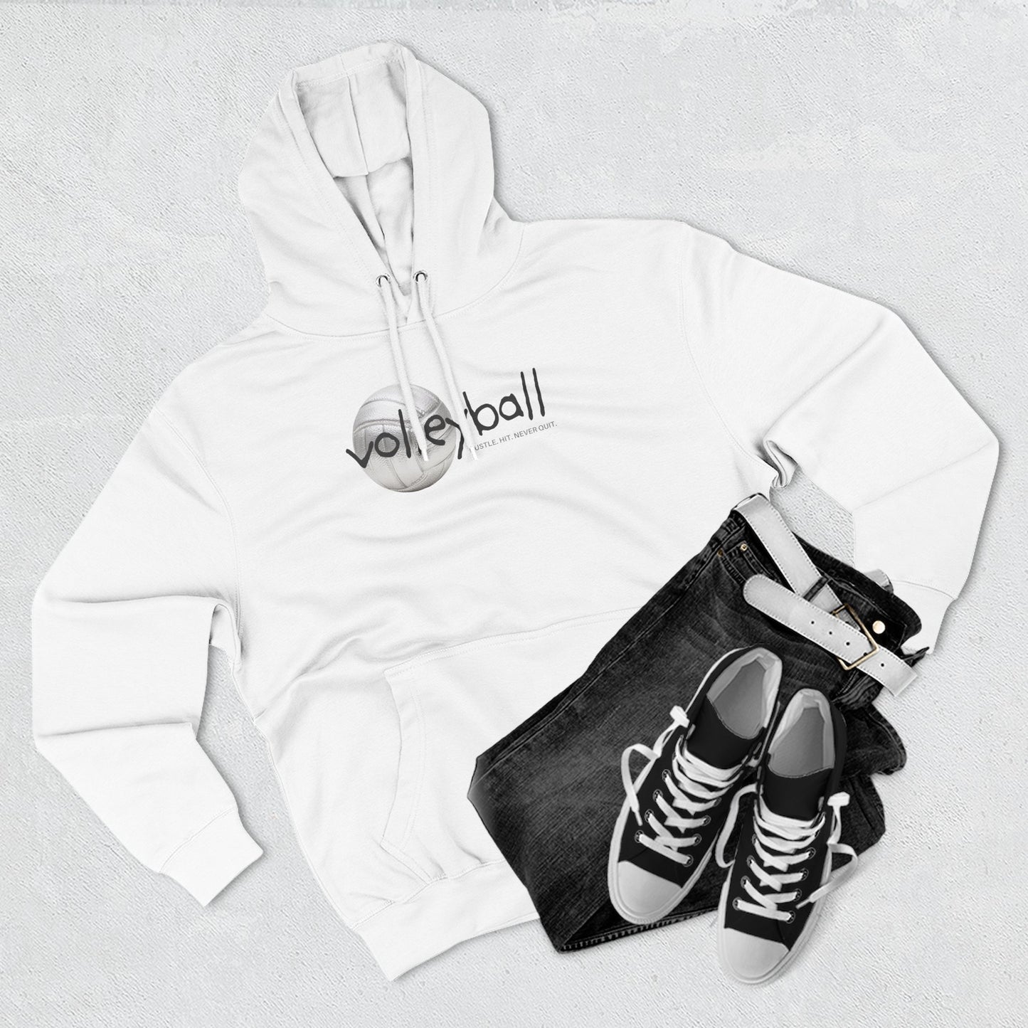 Hustle. Hit. Never Quit. Volleyball Hoodie