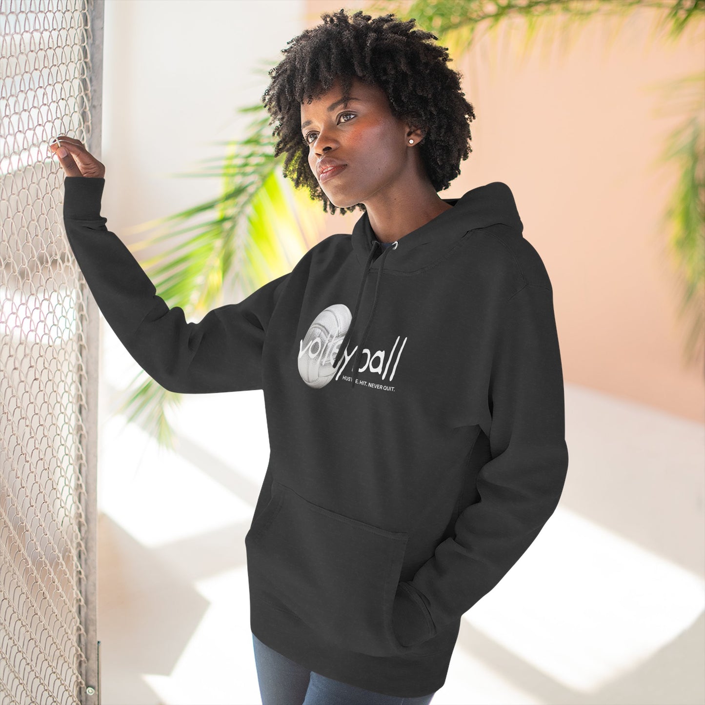 Hustle. Hit. Never Quit. Volleyball Hoodie
