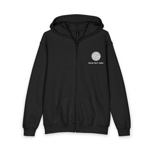 Youth Volleyball Zipped Hoodie - Focus. Fight. Finish - Personalize It!