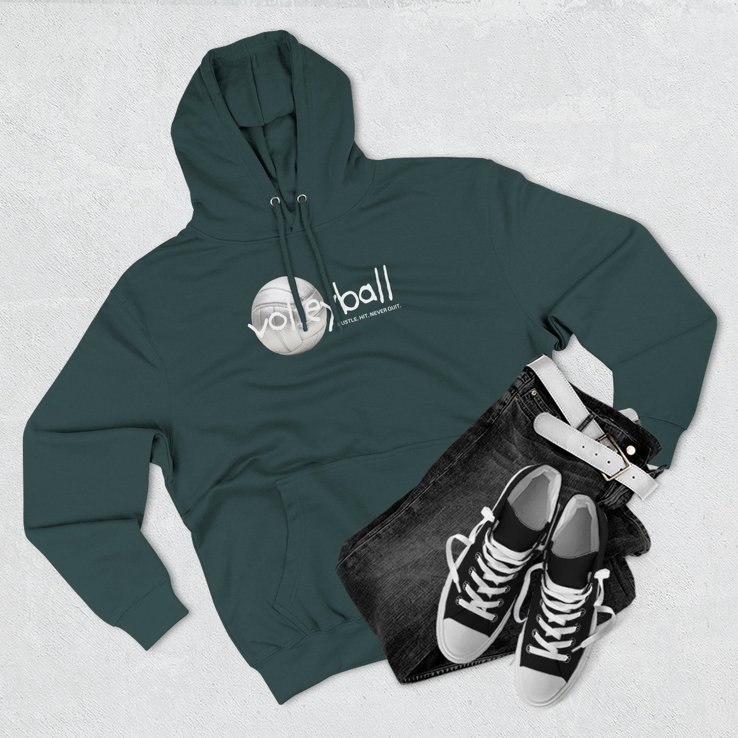 Hustle. Hit. Never Quit. Volleyball Hoodie