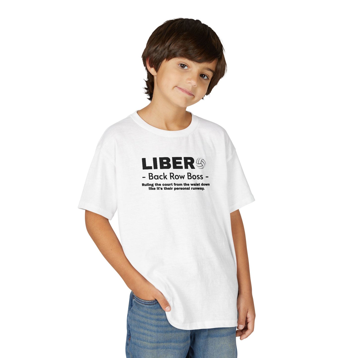 Youth Libero Volleyball T-Shirt — "Back Row Boss" Athletic Tee