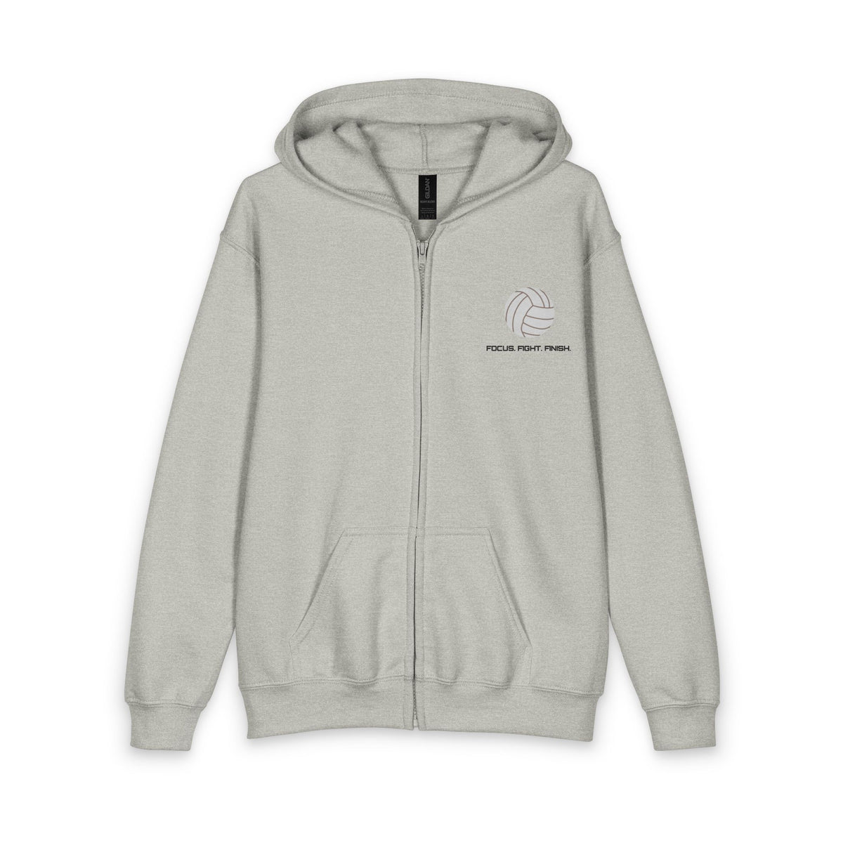 Youth Volleyball Zipped Hoodie - Focus. Fight. Finish - Personalize It!