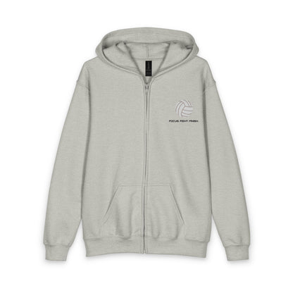 Youth Volleyball Zipped Hoodie - Focus. Fight. Finish - Personalize It!