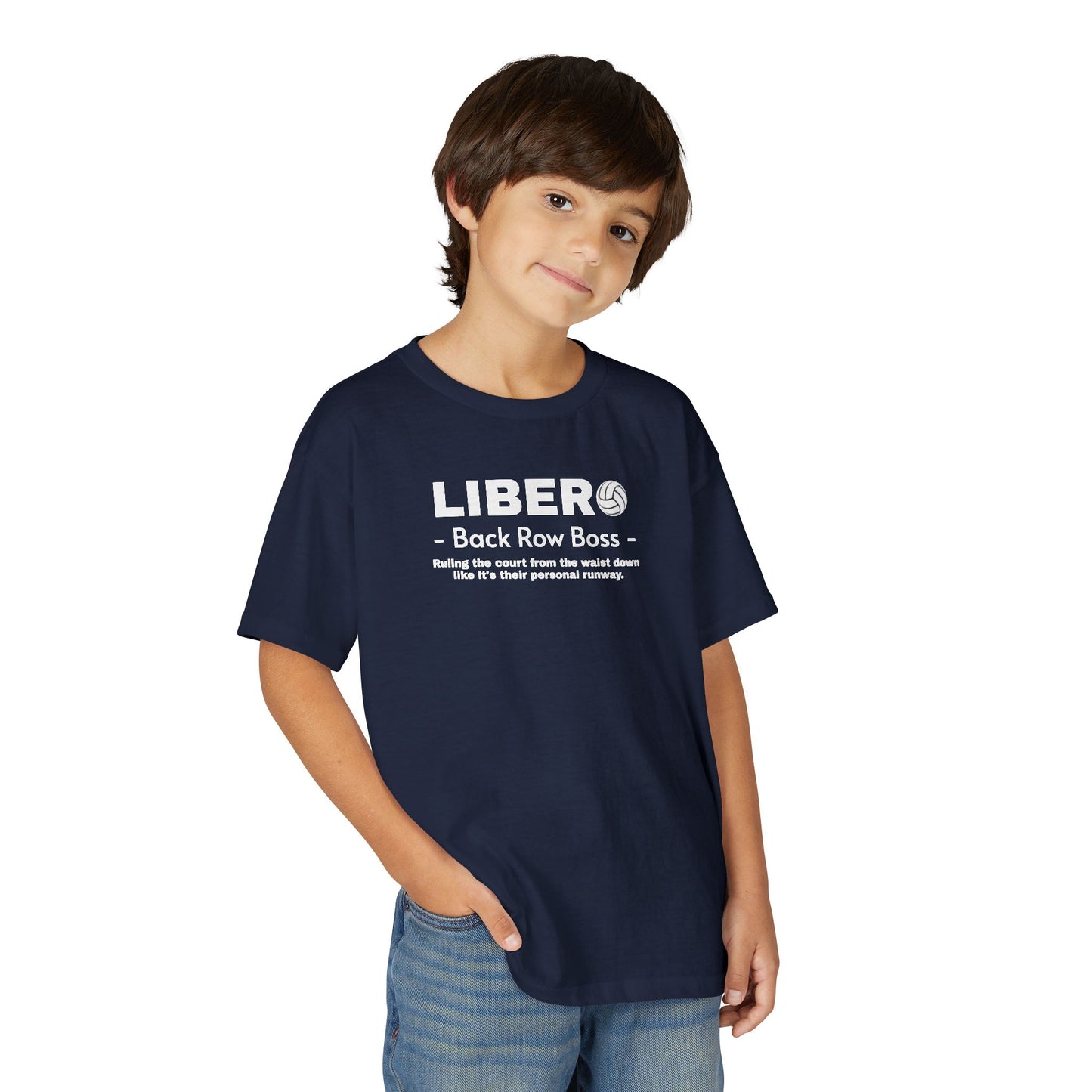 Youth Libero Volleyball T-Shirt — "Back Row Boss" Athletic Tee