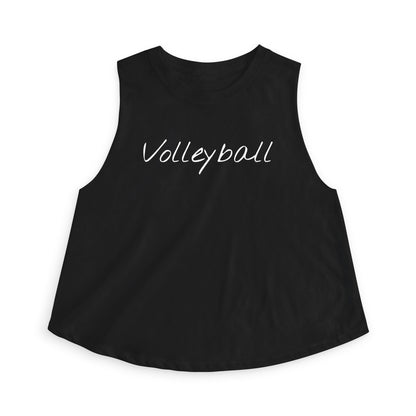 Women's Volleyball Crop Tank - Solid Black
