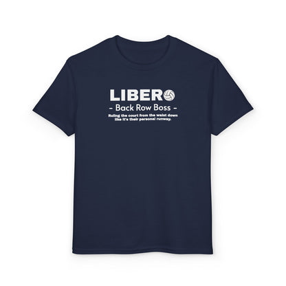 Youth Libero Volleyball T-Shirt — "Back Row Boss" Athletic Tee