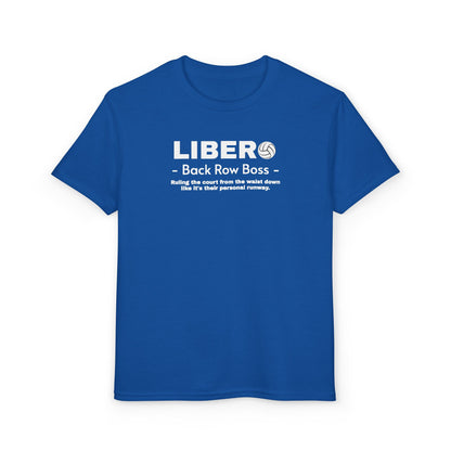 Youth Libero Volleyball T-Shirt — "Back Row Boss" Athletic Tee