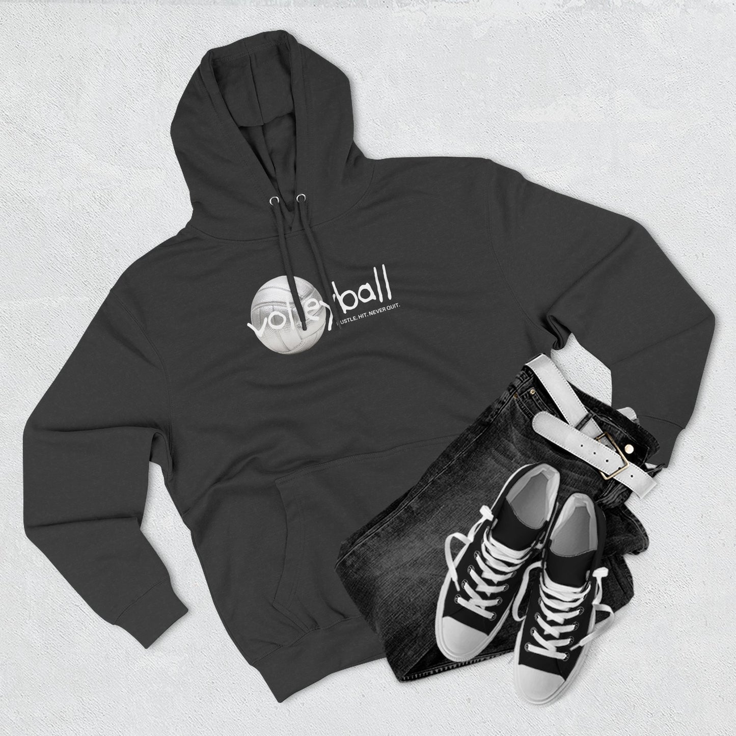 Hustle. Hit. Never Quit. Volleyball Hoodie