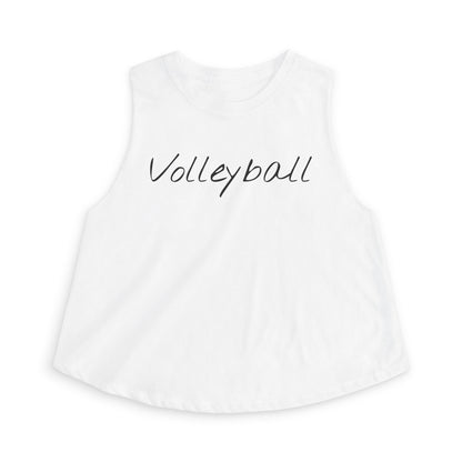 Women's Volleyball Crop Tank - Solid White Blend
