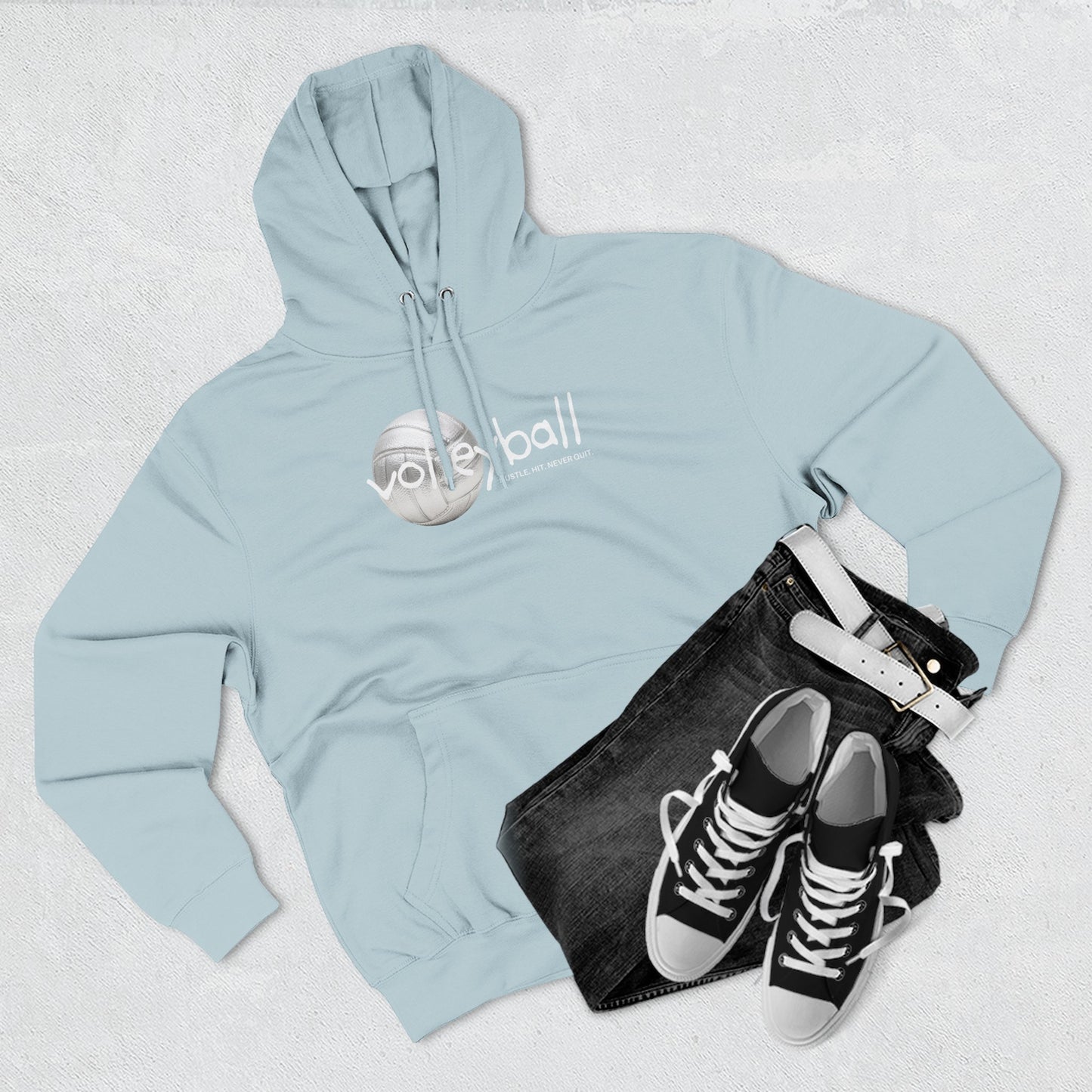 Hustle. Hit. Never Quit. Volleyball Hoodie