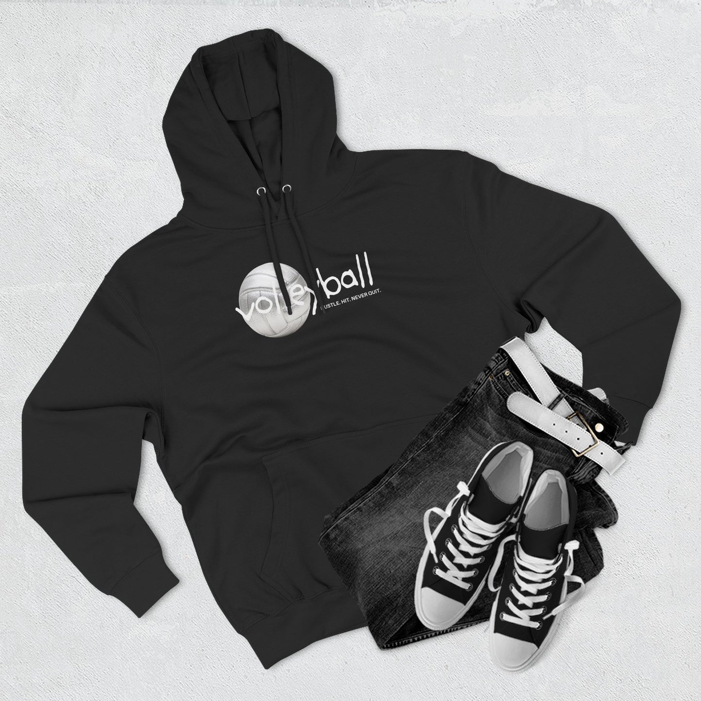 Hustle. Hit. Never Quit. Volleyball Hoodie